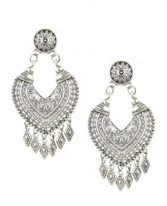 Womens Oxidised Silver Fashion Earrings Design Nisuj