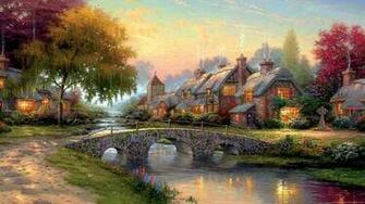 Wallpaper Paintings Art HD Desktop Thomas Kinkade Painting