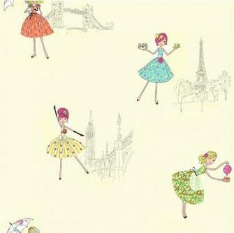 Paris Cupcake Vintage Fairies Wallpaper 10m Roll Childrens Bedroom