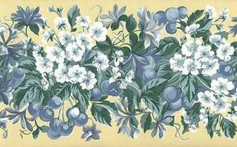 Wallpaper Border Blue And Yellow Flowers