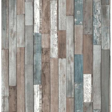 Fine Decor Distinctive Parquet Wood Reclaim Wallpaper Blue