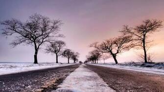 Wallpaper Winter Snowy Road HD For iPhone