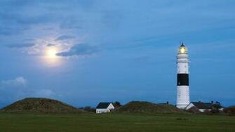 Moonlight And Lighthouse Wallpaper