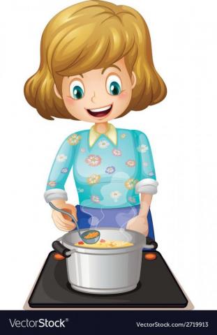 A Happy Mother Cooking Royalty Vector Image Art Drawings
