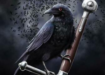 Art Leather Raven Crow Clouds Sword Death Dark Swords Weapon Weapons