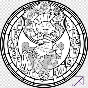 Stained Glass Zecora Line Art With Smoke White Zebra Illustration