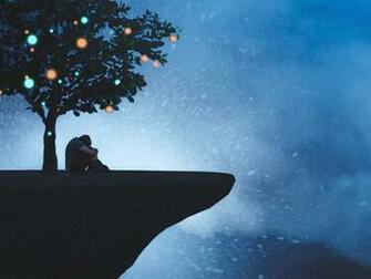 Silhouette Tree Cliff Loneliness Sadness Background Toppng