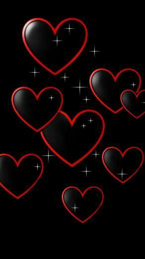 Red W Blk Hearts Heart S Of Love In Wallpaper