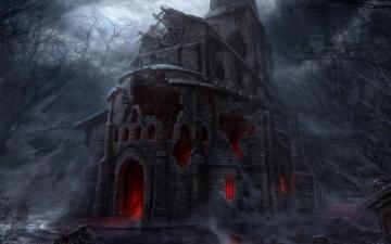 Scary Church Wallpaper Stock Photos