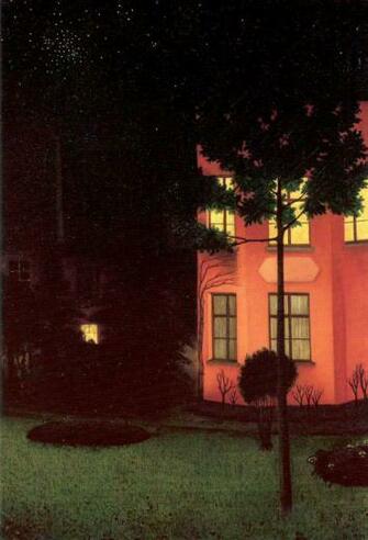 The Pink House Belgian Art Wallpaper Image