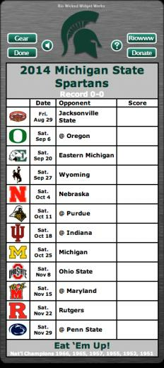 Michigan State Spartans Football Schedule Widget