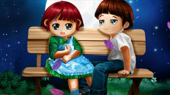 Cute Couple Cartoon Wallpaper