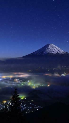 Mount Fuji Japan Night iPhone Wallpaper In