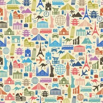 Fun Travel Background Elements Vector Graphic