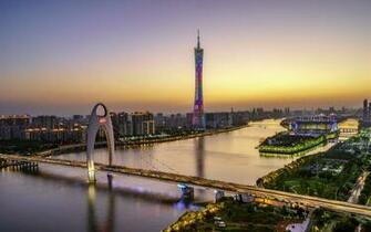 Wallpaper Beautiful Guangzhou Canton Tower Bridge River
