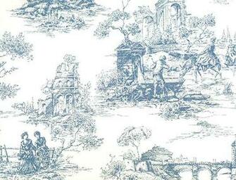 Toile De Jouy Wallpaper Blue White