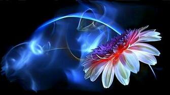 Stylish Neon Flower Photo HD Wallpaper Blue Mix Abstract