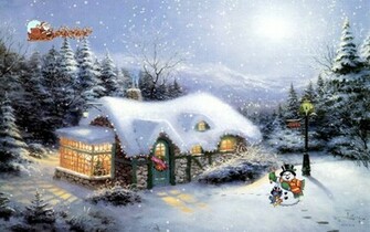 Christmas Cottage Wallpaper