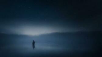 Silhouette Of Person Half Submerged In Body Water Digital