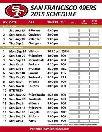 49ers Schedule Wallpaper