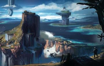 Wallpaper Water Rocks People Facilities Concept Art