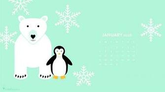 Polar Bear And Penguin January Calendar Wallpaper Sarah Hearts