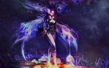 Cyborg Dark Girl Magic Fantasy Sci Fi Wallpaper HD Desktop