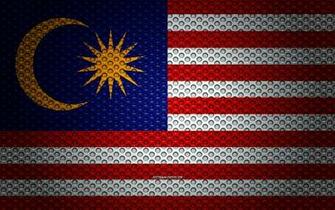 Wallpaper Flag Of Malaysia 4k Creative Art Metal Mesh