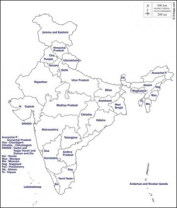 India Map Blank Outline Base