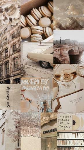 Wallpaper Background Collage Aesthetic Music Color Beige