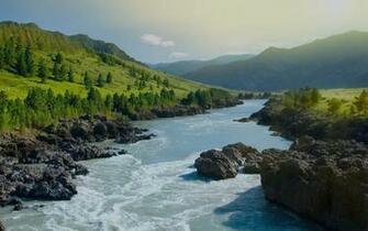 Mountains River Siberia Russia Wallpaper