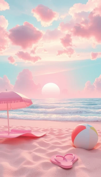 Pink Girly Beach Wallpaper
