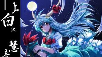 Wallpaper Kamishirasawa Keine Girl Moon Night Horns Dress