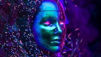 Wallpaper Mask Neon Glitter Art Full HD
