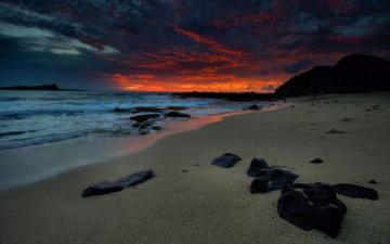 Wallpaper Beach Night Sea Sky Widescreen