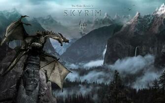 Skyrim Wallpaper Dragon Mountain