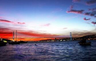 Wallpaper The Sky Sunset Strait Istanbul Turkey