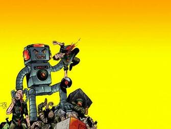 Robot Vs Zombie Wallpaper Desktop Background