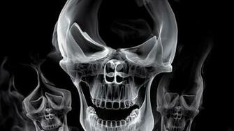 Wallpaper Skull Smoke Shape Gray 4k