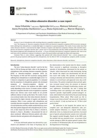 Pdf The Schizo Obsessive Disorder A Case