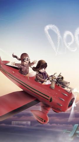 Cute Red Baron Flight iPhone 6s Wallpaper