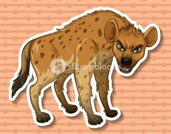 Sticker Of A Hyena On Brown Background Royalty Stock Image