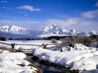 Grand Tetons In Winter Wyoming Full Screen