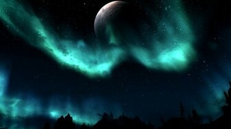 Skyrim Nightsky Lights Desktop Wallpaper