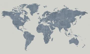 Voguish World Map Blue Trendy Wall Mural Photowall