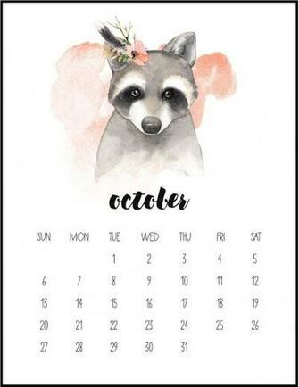Watercolor October Printable Calendar