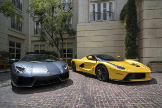 Yellow Ferrari Laferrari And A Lamborghini Aventador