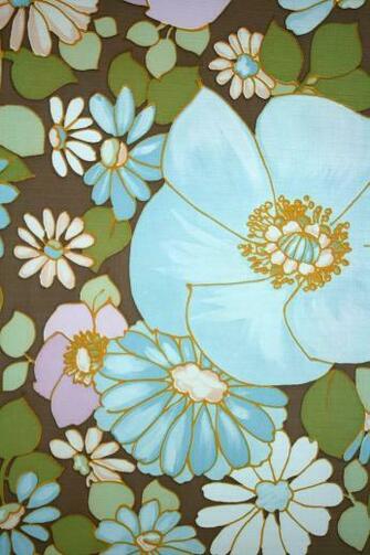 Vintage Turquoise Floral Wallpaper From The 70s