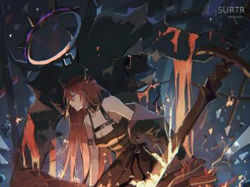 Lococo Anime Girls Arknights Surtr Wallpaper