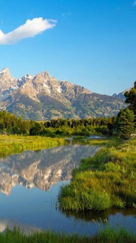 HD Morning Lake Scenery Moto Phone Wallpaper Grand Teton